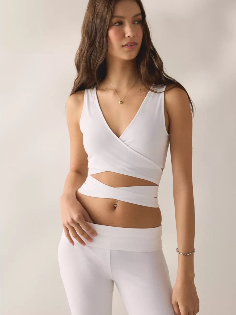 Urban Outfitters White Wrap Crop Tank Top